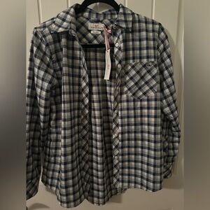 Vineyard vines relaxed gingham navy/gray top